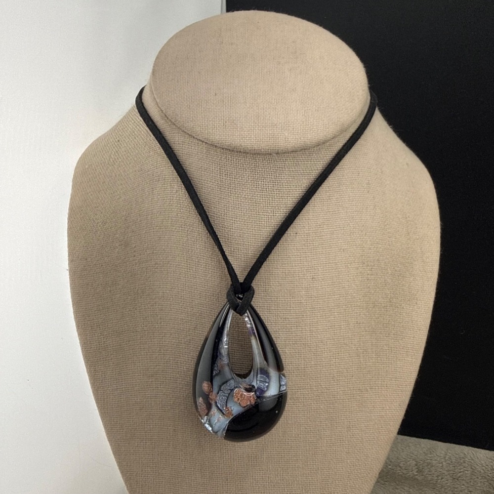 Vintage Signed Murano Glass Necklace 32" Corded